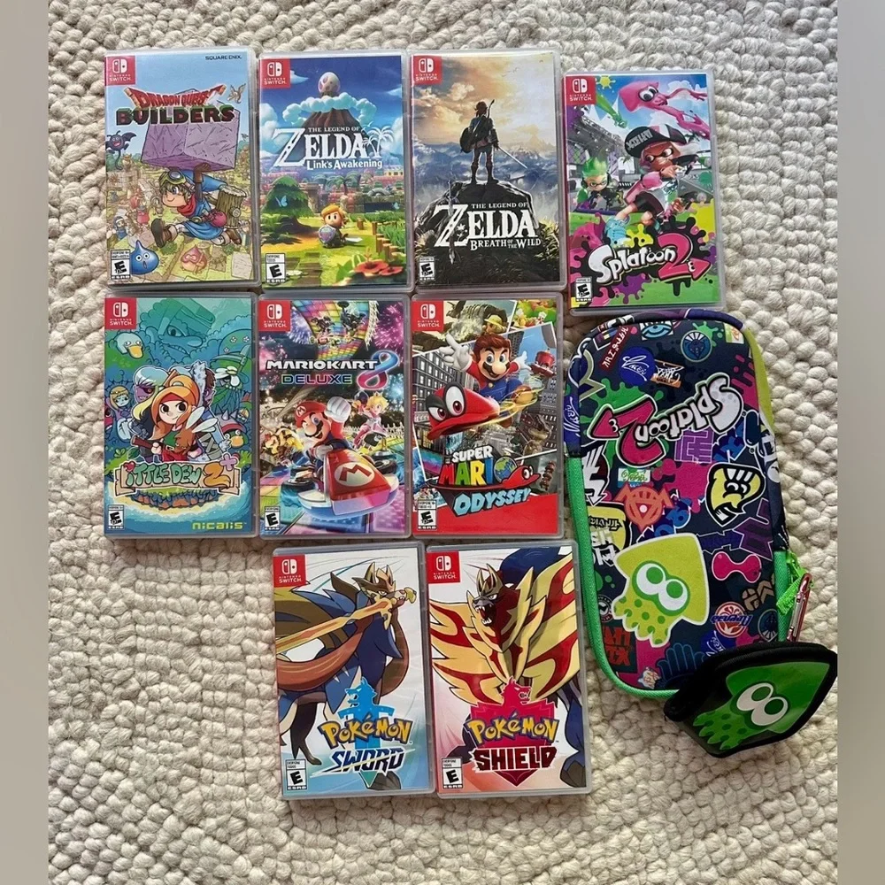 Nintendo Switch with accessories and 9 games / case / charger / pro controller